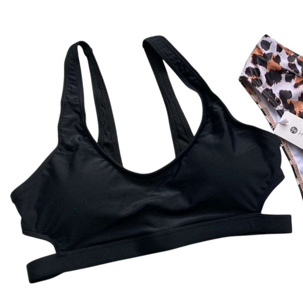 NWT ~ Women's Sexy Black Leopard Cheetah Animal Print Bikini Swimsuit ~ LARGE - Picture 4 of 5